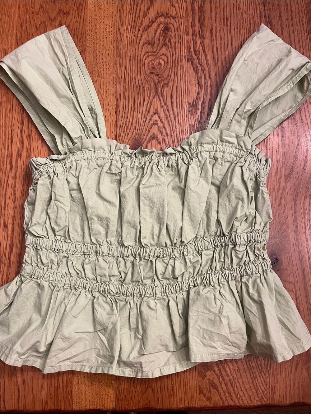DNA couture Smocked Crop Top in Light Sage